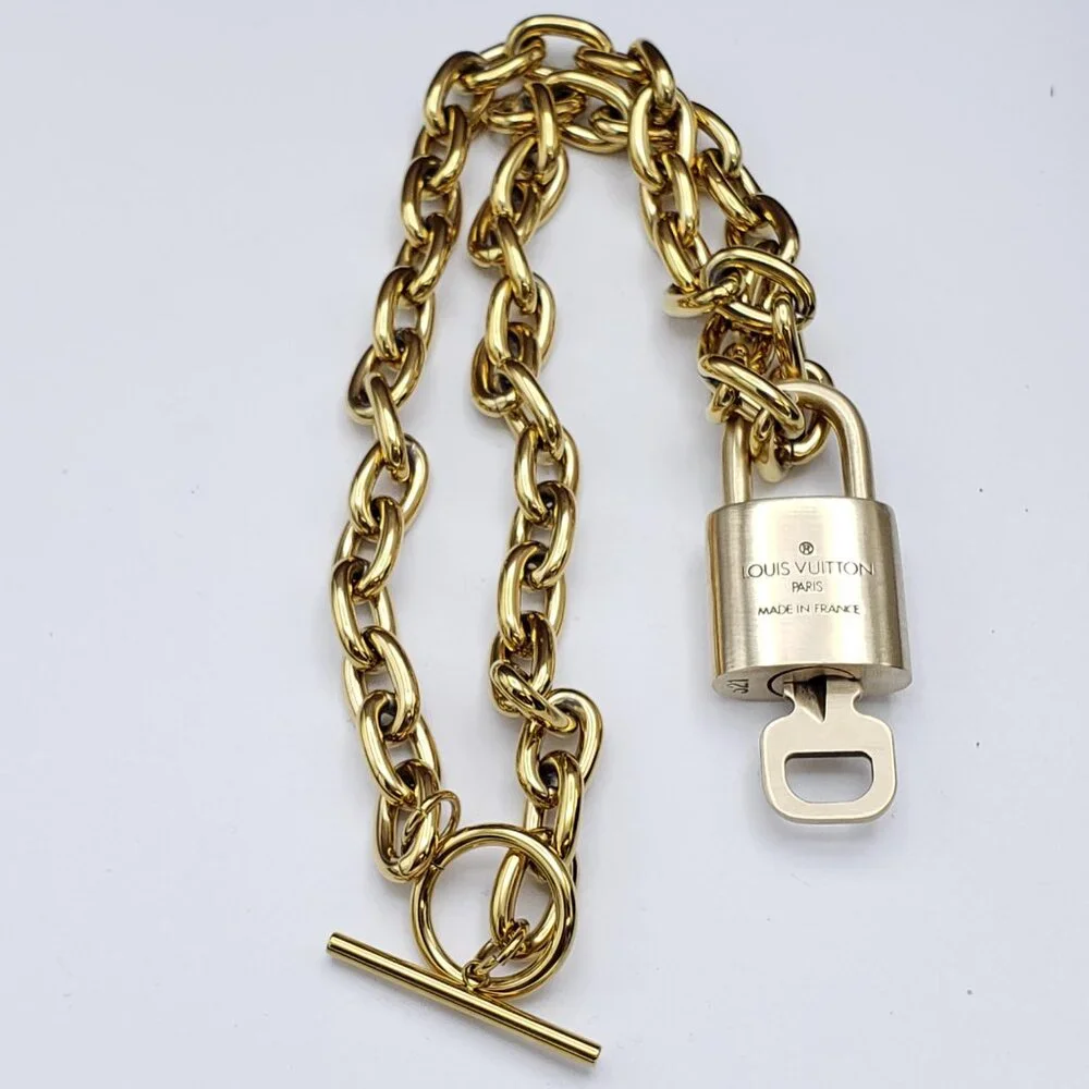 18K Gold-Plated Necklace with Authentic Louis Vuitton Padlock